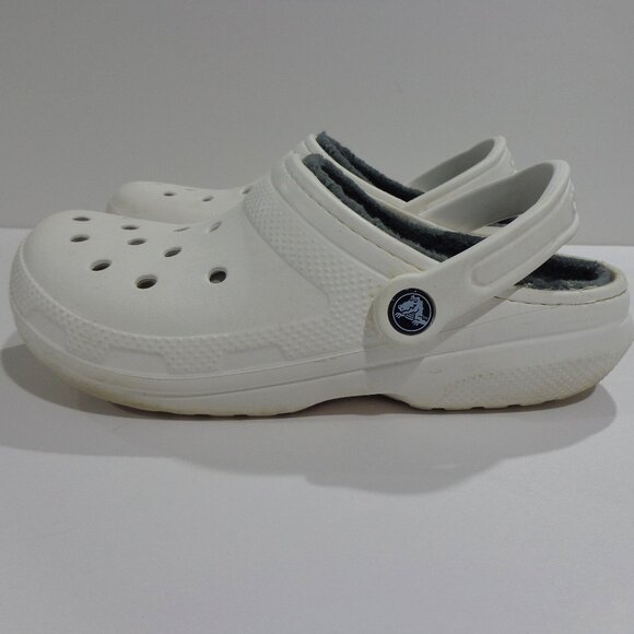 Crocs Unisex Dual Comfort Fleece‎ Lined White Clog Shoe Size Men’s 5 Women’s 7 - Picture 1 of 8